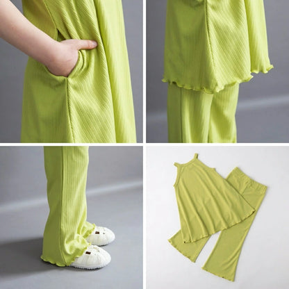 日本童裝 Branshes 喇叭吊帶背心+長褲套裝 100-150cm 女童款 夏季 TOPS PANTS