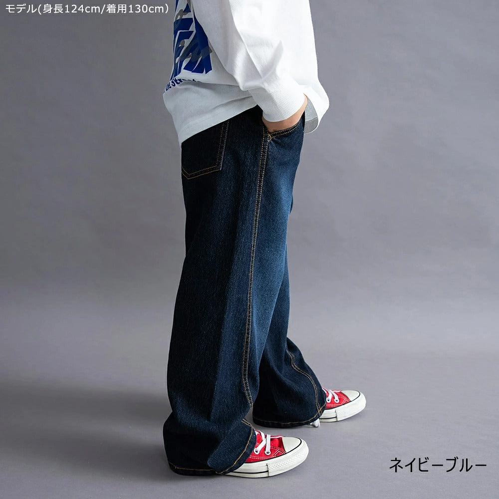 日本童裝 Branshes 牛仔寬腿直筒長褲 100-160cm 男童款/女童款 秋季 PANTS