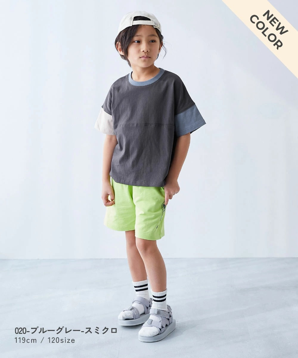 日本童裝 dev!rock 耐穿 耐洗不易變形 撞色拼接短袖上衣 80-160cm 男童款/女童款 TOPS 夏季