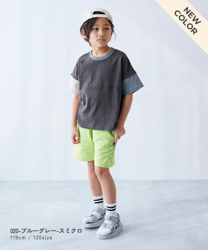 日本童裝 dev!rock 耐穿 耐洗不易變形 撞色拼接短袖上衣 80-160cm 男童款/女童款 TOPS 夏季