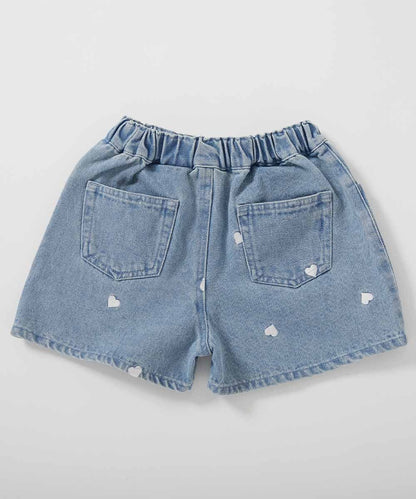 日本童裝 dev!rock 愛心花朵刺繡牛仔短褲 100-160cm 女童款 夏季 PANTS