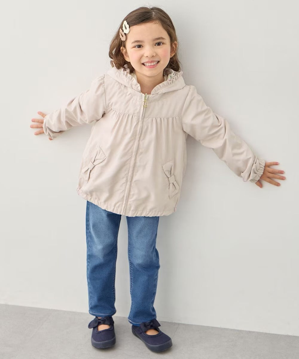 日本童裝 aF#a325 2Way 防水系列 雙面兩著 帽可拆 花邊風褸 100-150cm 女童款 春季 OUTERWEAR
