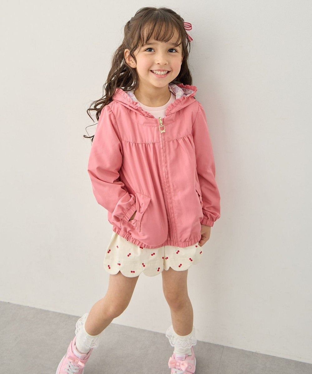 日本童裝 aF#a325 2Way 防水系列 雙面兩著 帽可拆 花邊風褸 100-150cm 女童款 春季 OUTERWEAR