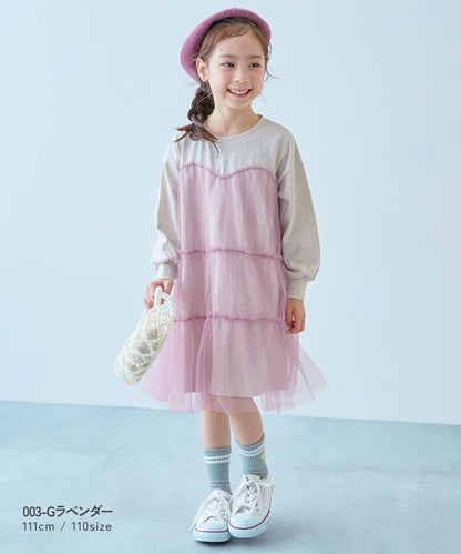 日本童裝 dev!rock 薄紗拼接長袖連身裙 100-160cm 女童款 秋季 DRESSES