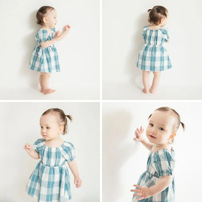 日本童裝 Branshes 格紋連衣 70-80cm 女童款 初生嬰兒 夏季 Jumpsuit
