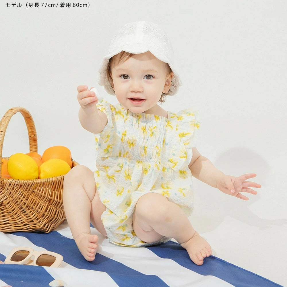 日本童裝 Branshes 花卉印花連衣 70-80cm 女童款 初生嬰兒 夏季 Jumpsuit