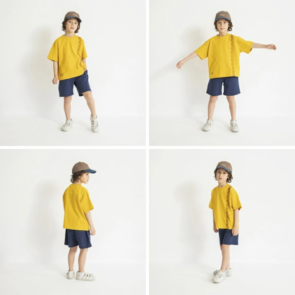 日本童裝 Branshes 拼接格紋短袖上衣 80-150cm 男童款 夏季 TOPS