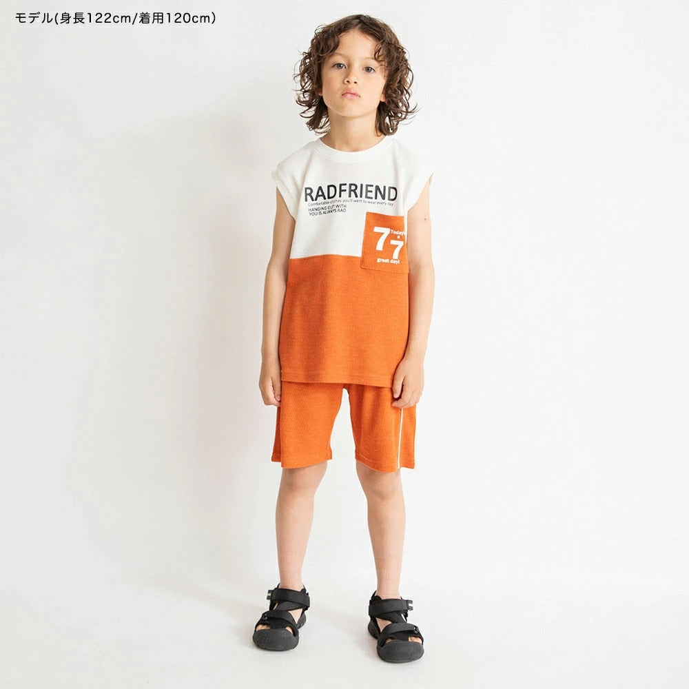 日本童裝 Branshes 撞色華夫格短褲 80-150cm 男童款 夏季 PANTS