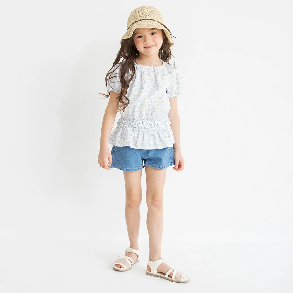 日本童裝 Branshes 束腰短袖上衣 80-130cm 女童款 夏季 TOPS