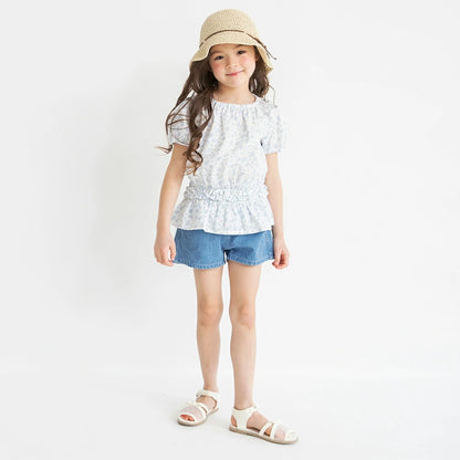 日本童裝 Branshes 束腰短袖上衣 80-130cm 女童款 夏季 TOPS