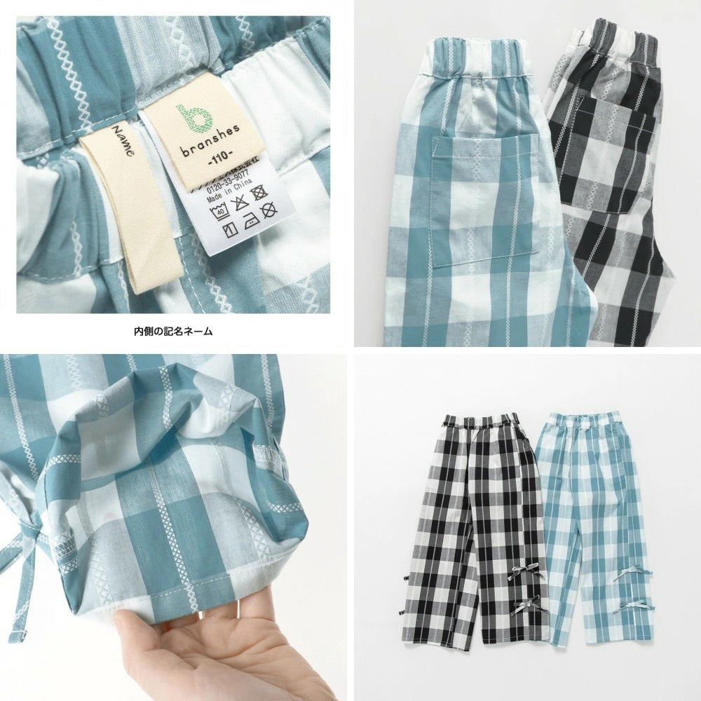 日本童裝 Branshes 格紋緞帶長褲 80-150cm 女童款 夏季 PANTS