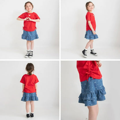 日本童裝 Branshes 提花牛仔短裙 80-150cm 女童款 夏季 SKIRTS
