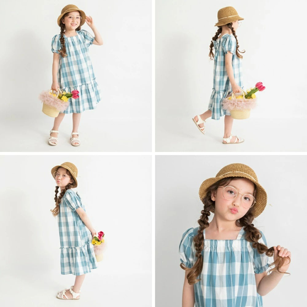 日本童裝 Branshes 格紋蝴蝶結連身裙 80-150cm 女童款 夏季 DRESSES