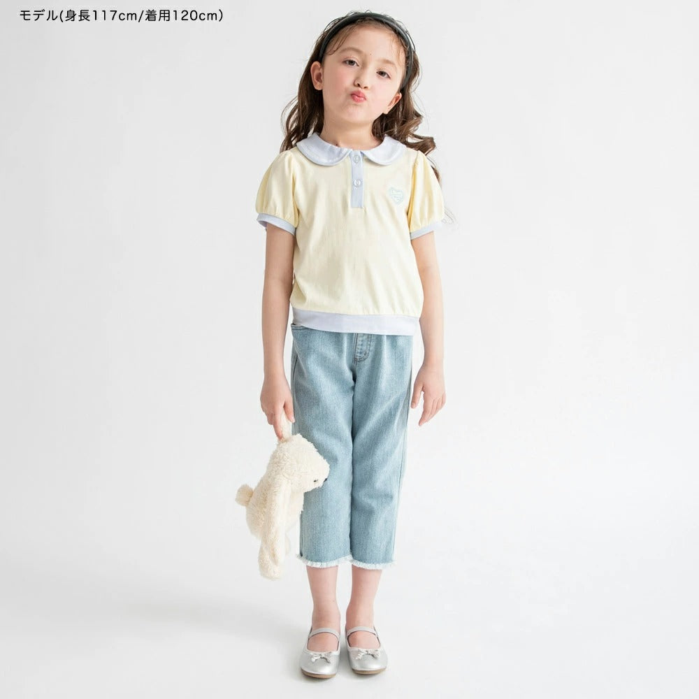 日本童裝 Branshes 接觸冷感 愛心刺繡Polo衫 80-150cm 女童款 夏季 TOPS