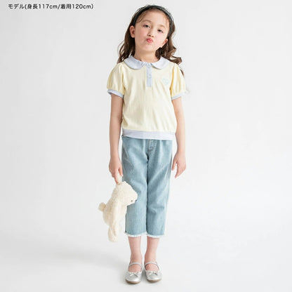 日本童裝 Branshes 接觸冷感 愛心刺繡Polo衫 80-150cm 女童款 夏季 TOPS
