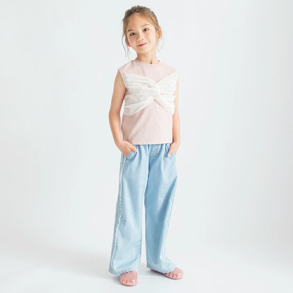 日本童裝 Branshes 薄紗邊法式袖上衣 80-150cm 女童款 夏季 TOPS