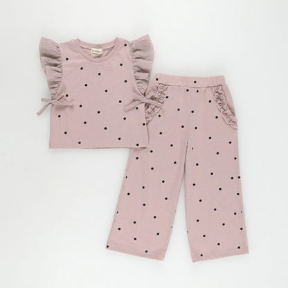 日本童裝 Branshes 荷葉邊袖上衣長褲套裝 80-150cm 女童款 夏季 PANTS