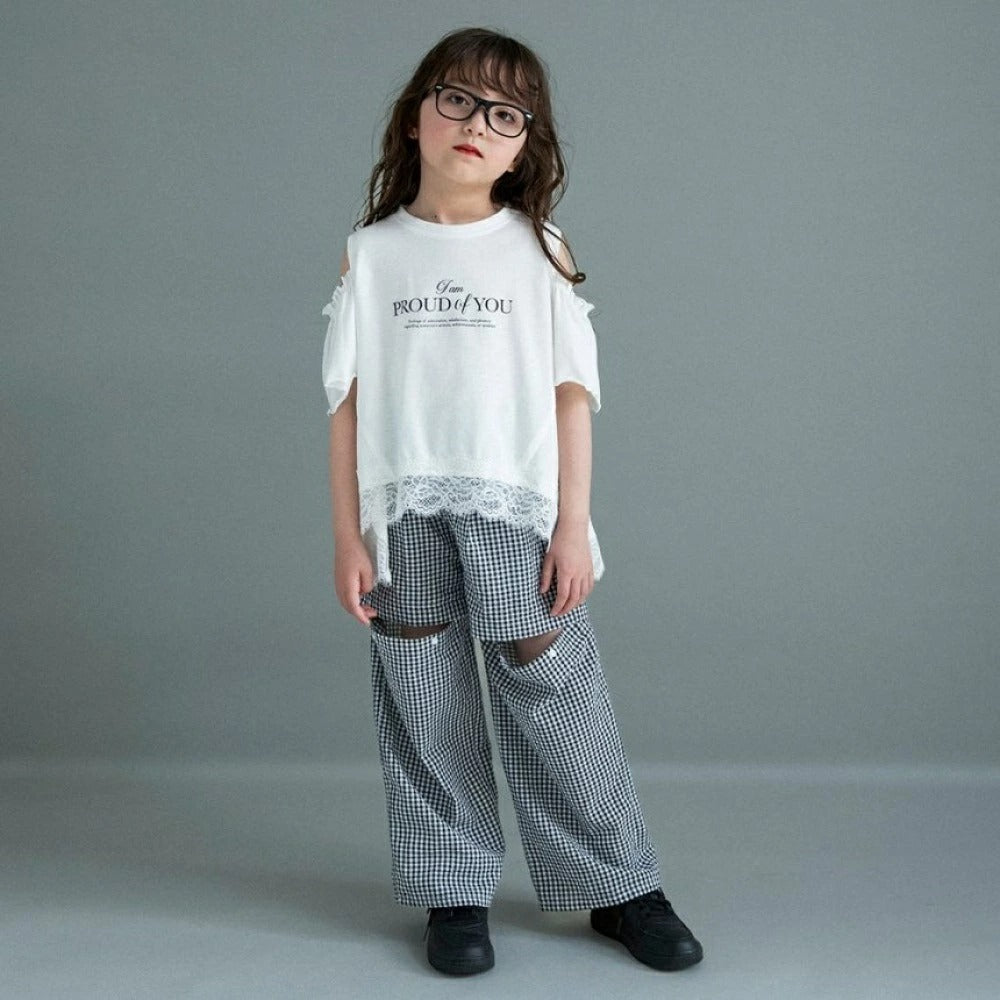 日本童裝 Branshes 蕾絲露肩上衣 100-150cm 女童款 夏季 TOPS