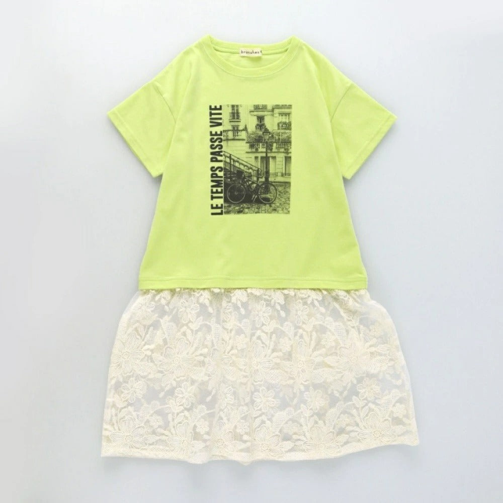 日本童裝 Branshes 絲拼接連身裙 100-150cm 女童款 夏季 DRESSES TOPS