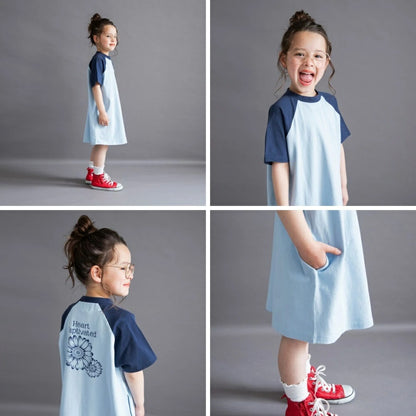 日本童裝 Branshes 插肩短袖連身裙 100-150cm 女童款 夏季 DRESSES