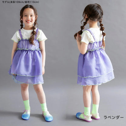 日本童裝 Branshes 透薄紗吊帶裙+短袖上衣套裝 100-150cm 女童款 夏季 TOPS DRESSES