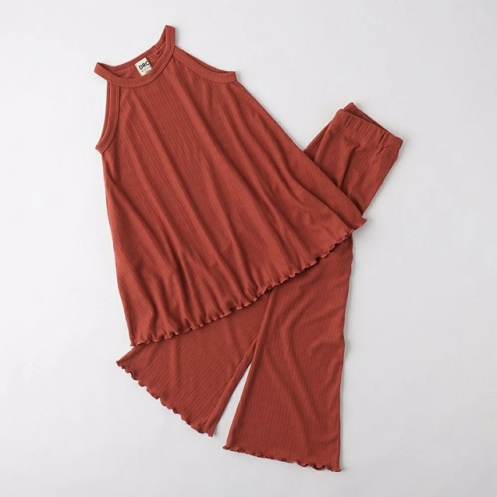 日本童裝 Branshes 喇叭吊帶背心+長褲套裝 100-150cm 女童款 夏季 TOPS PANTS