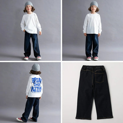 日本童裝 Branshes 牛仔寬腿直筒長褲 100-160cm 男童款/女童款 秋季 PANTS