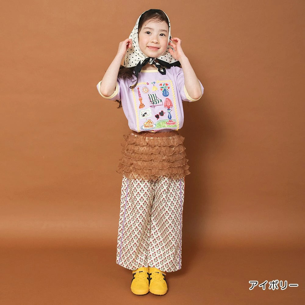 日本童裝 Branshes x りぃー 印花寬腿長褲 80-130cm 女童款 夏季 PANTS