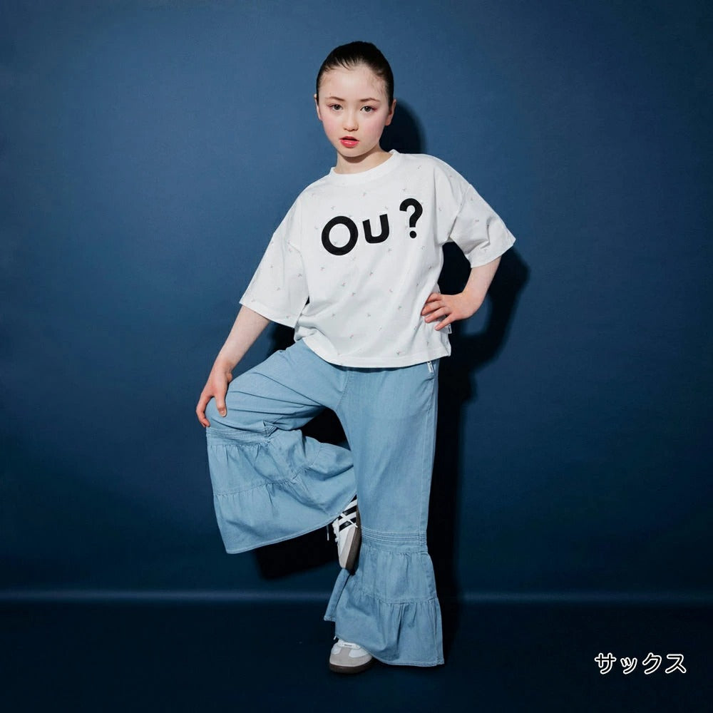 日本童裝 Branshes【Ou? by EDWIN】牛仔荷葉邊喇叭褲 90-150cm 女童款 夏季 PANTS