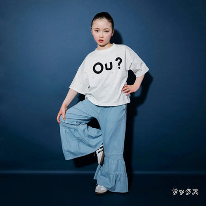日本童裝 Branshes【Ou? by EDWIN】牛仔荷葉邊喇叭褲 90-150cm 女童款 夏季 PANTS