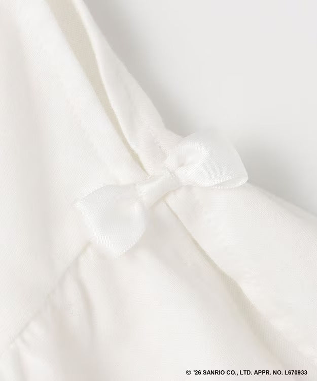 日本童裝 aF#a325 x Sanrio 接觸冷感 蝴蝶結花邊袖上衣 90-150cm 女童款 夏季 TOPS