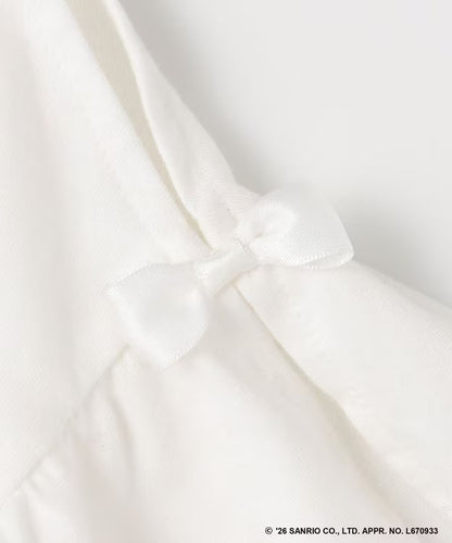 日本童裝 aF#a325 x Sanrio 接觸冷感 蝴蝶結花邊袖上衣 90-150cm 女童款 夏季 TOPS