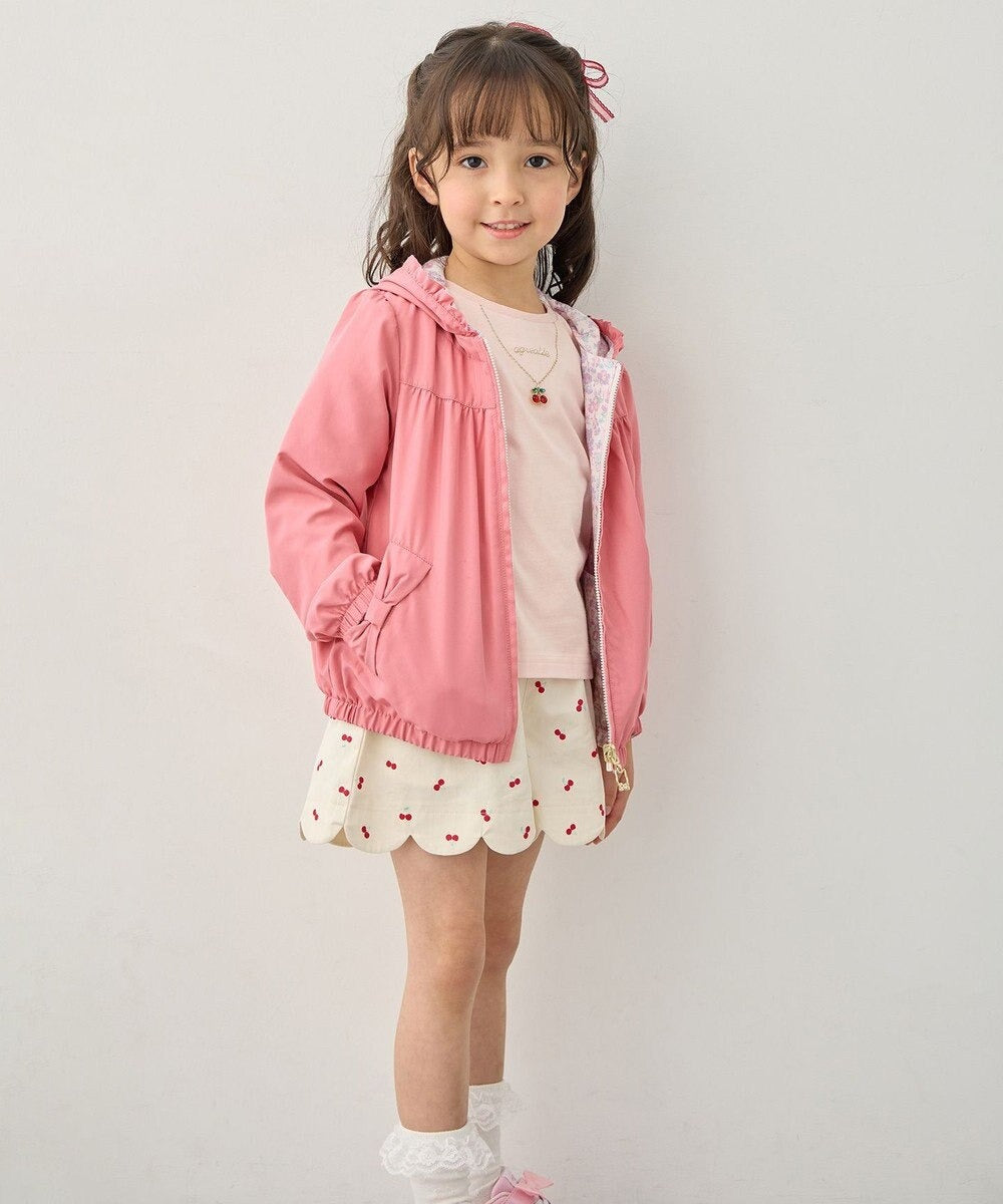 日本童裝 aF#a325 2Way 防水系列 雙面兩著 帽可拆 花邊風褸 100-150cm 女童款 春季 OUTERWEAR