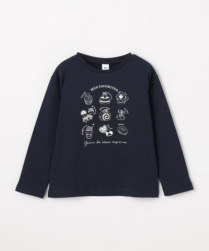 日本童裝 aF#a325 棉100%印花長袖上衣 90-160cm 女童款 夏季 TOPS