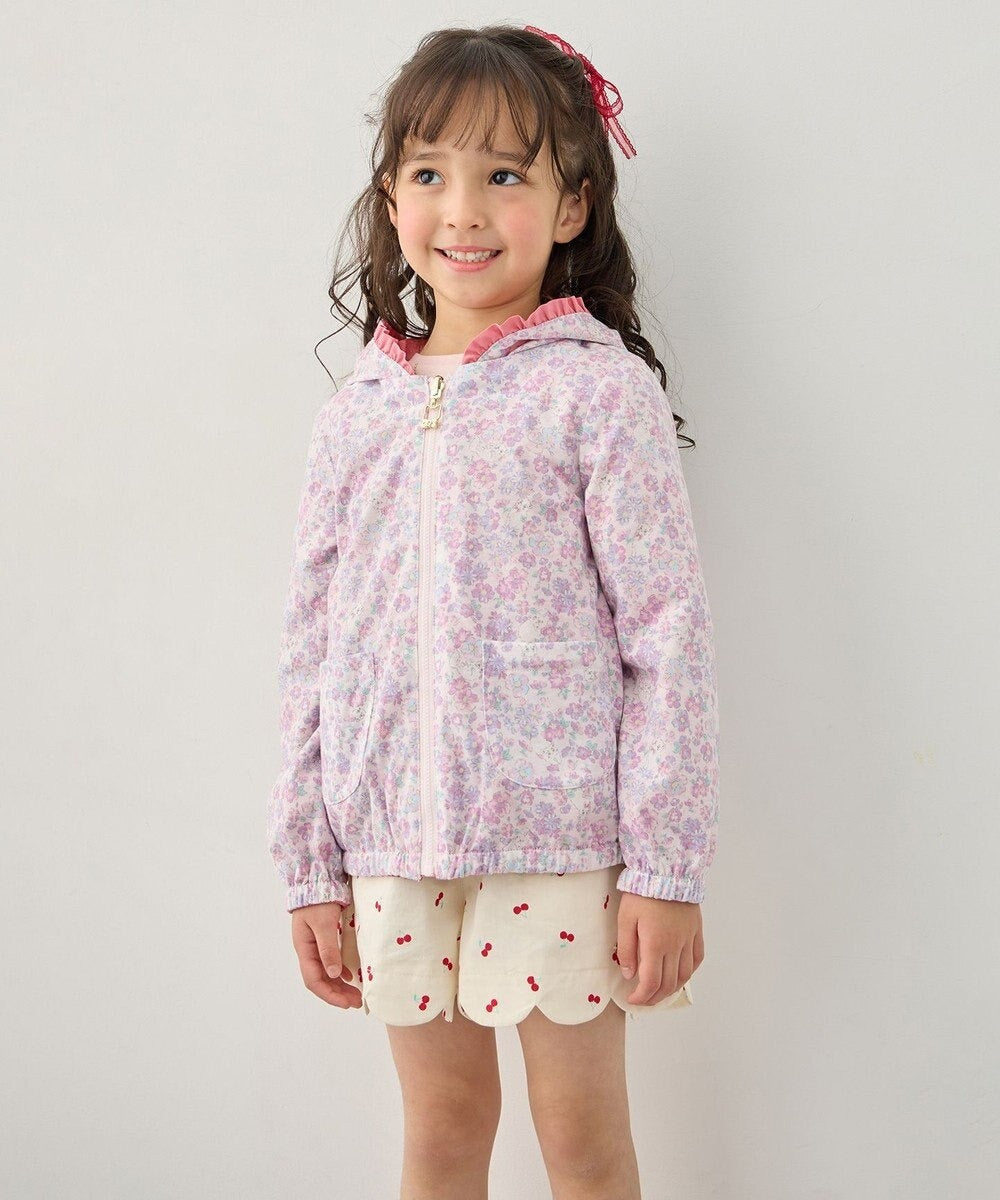日本童裝 aF#a325 2Way 防水系列 雙面兩著 帽可拆 花邊風褸 100-150cm 女童款 春季 OUTERWEAR