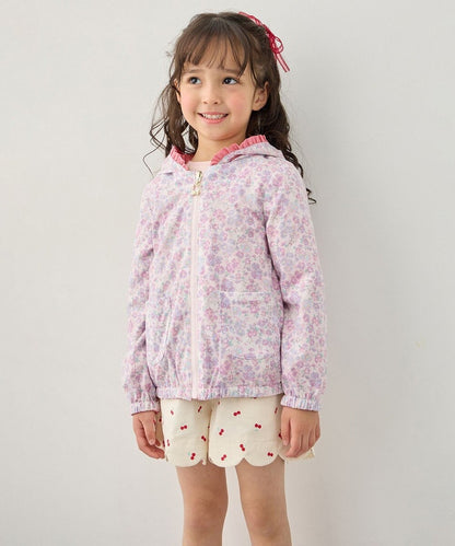 日本童裝 aF#a325 2Way 防水系列 雙面兩著 帽可拆 花邊風褸 100-150cm 女童款 春季 OUTERWEAR