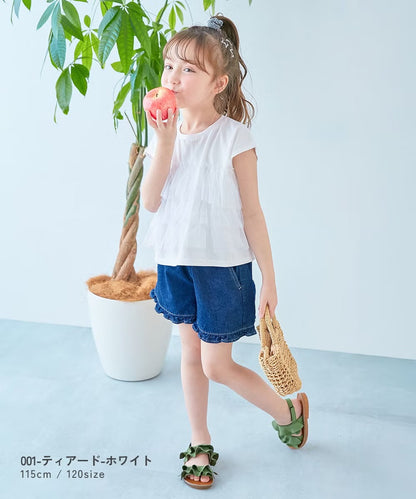 日本童裝 dev!rock 吸汗速乾 接觸冷感涼感 蕾絲花邊上衣 100-160cm 女童款 夏季 TOPS
