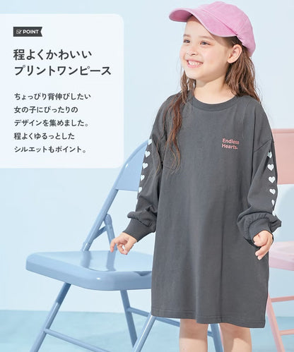 日本童裝 dev!rock 印花長袖連身裙 100-160cm 女童款 秋季 DRESSES