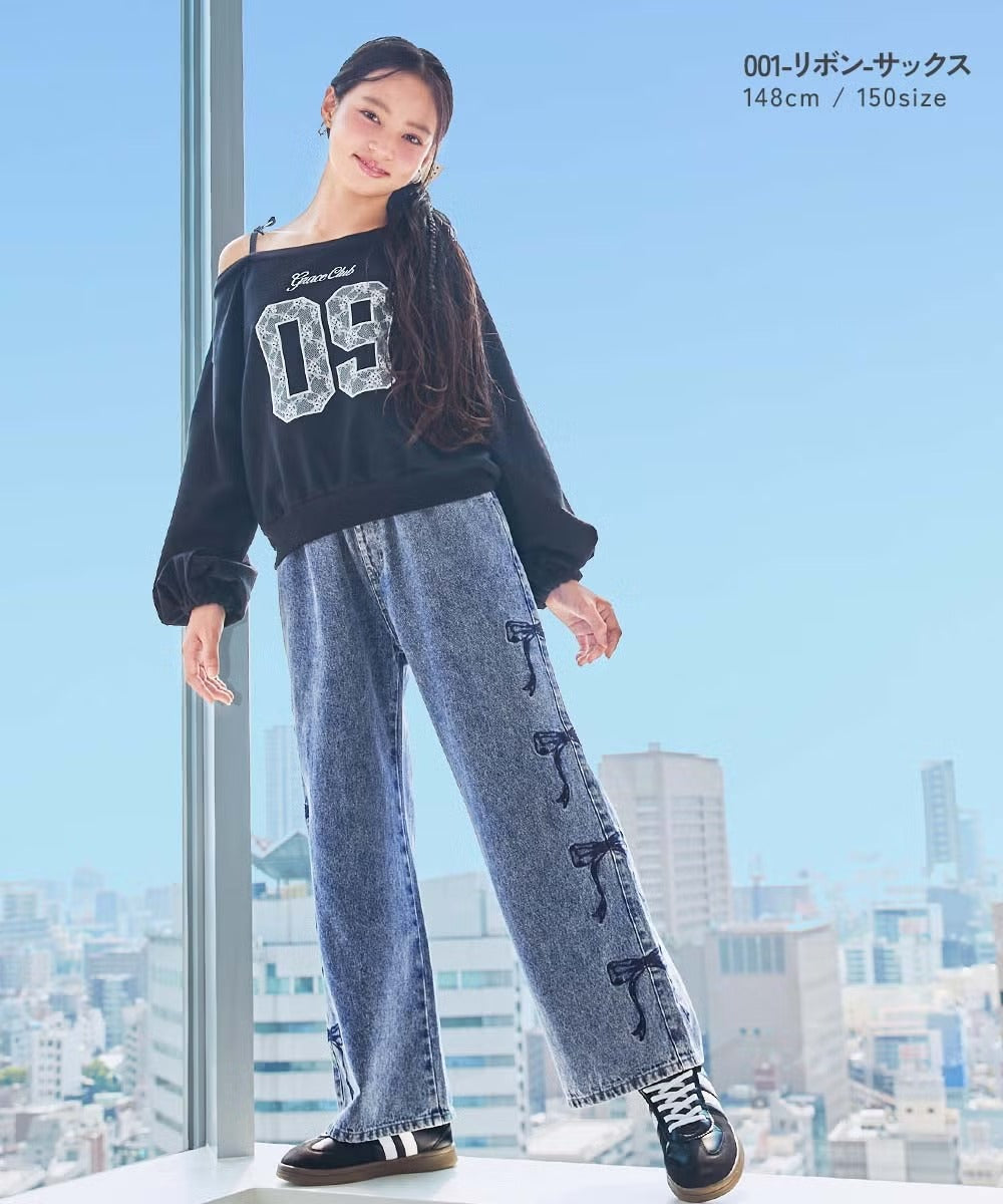 日本童裝 dev!rock 牛仔闊腿褲 120-160cm 女童款 冬季 PANTS