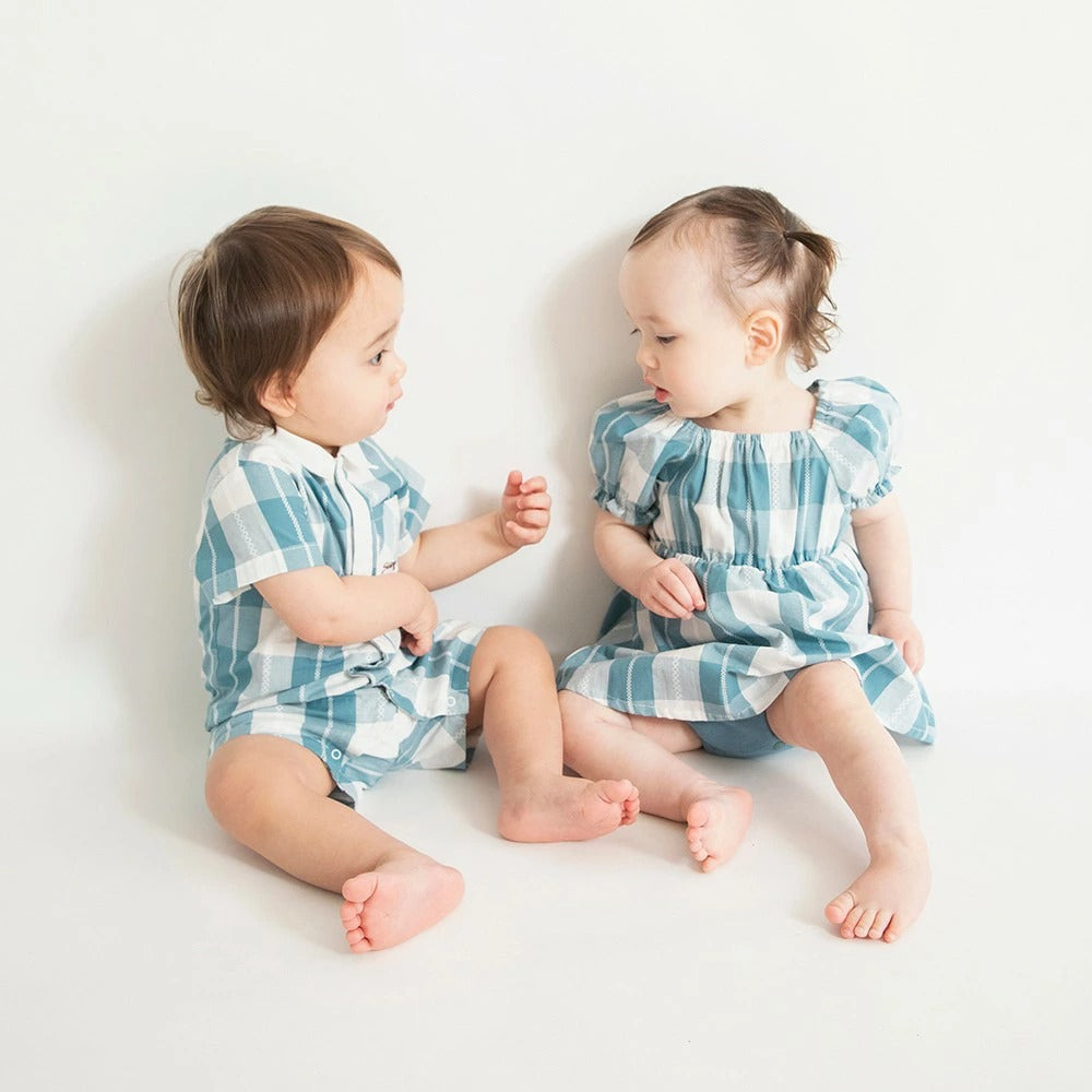 日本童裝 Branshes 格紋連衣 70-80cm 女童款 初生嬰兒 夏季 Jumpsuit