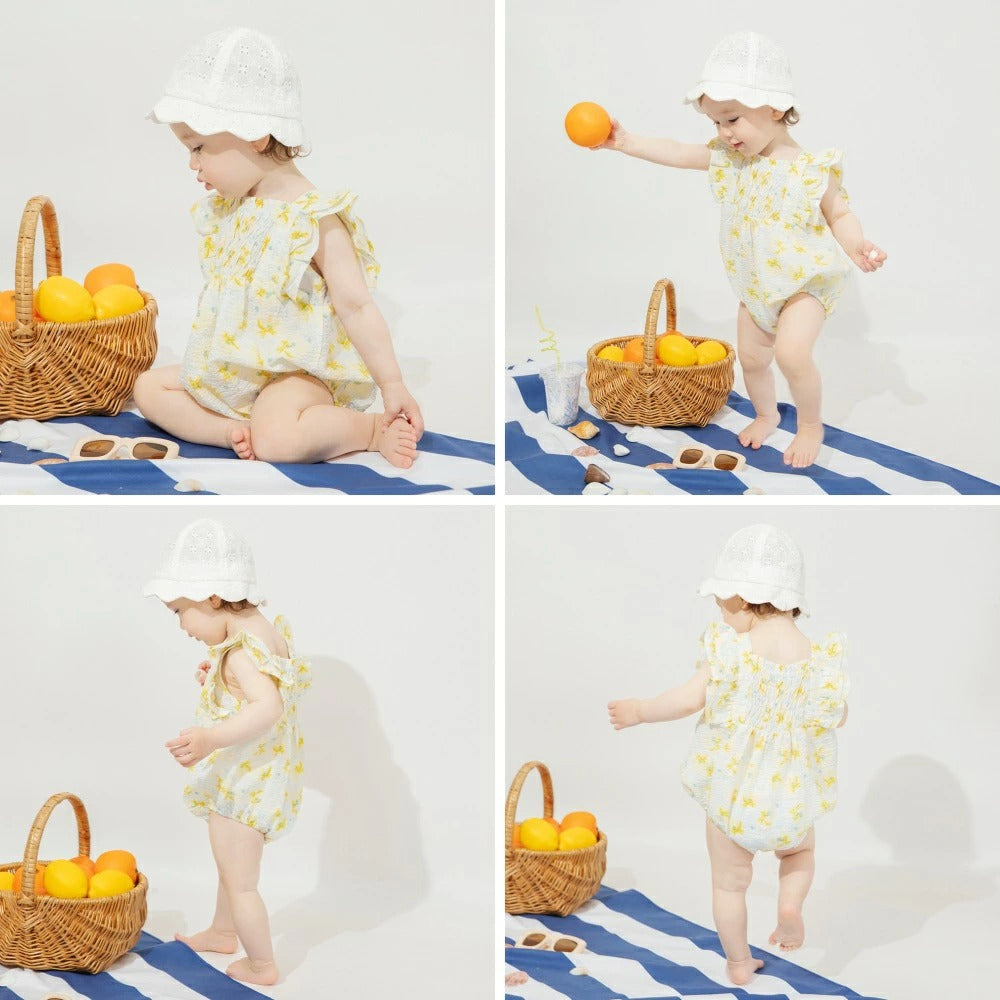 日本童裝 Branshes 花卉印花連衣 70-80cm 女童款 初生嬰兒 夏季 Jumpsuit