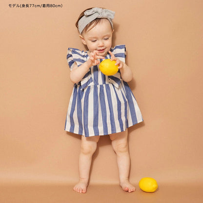 日本童裝 Branshes 染色條紋連衣 70-80cm 女童款 初生嬰兒 夏季 Jumpsuit