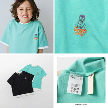 日本童裝 Branshes 假兩件刺繡短袖上衣 80-150cm 男童款 夏季 TOPS