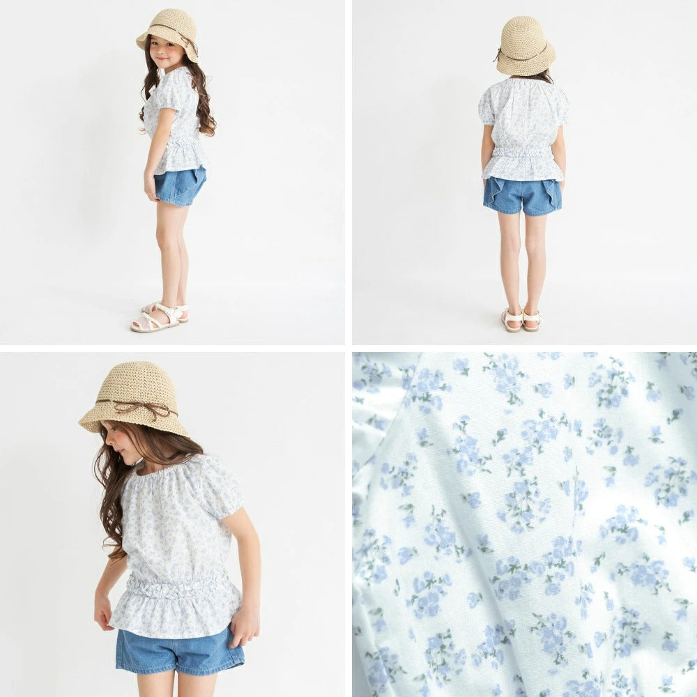 日本童裝 Branshes 束腰短袖上衣 80-130cm 女童款 夏季 TOPS