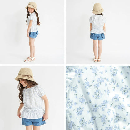 日本童裝 Branshes 束腰短袖上衣 80-130cm 女童款 夏季 TOPS