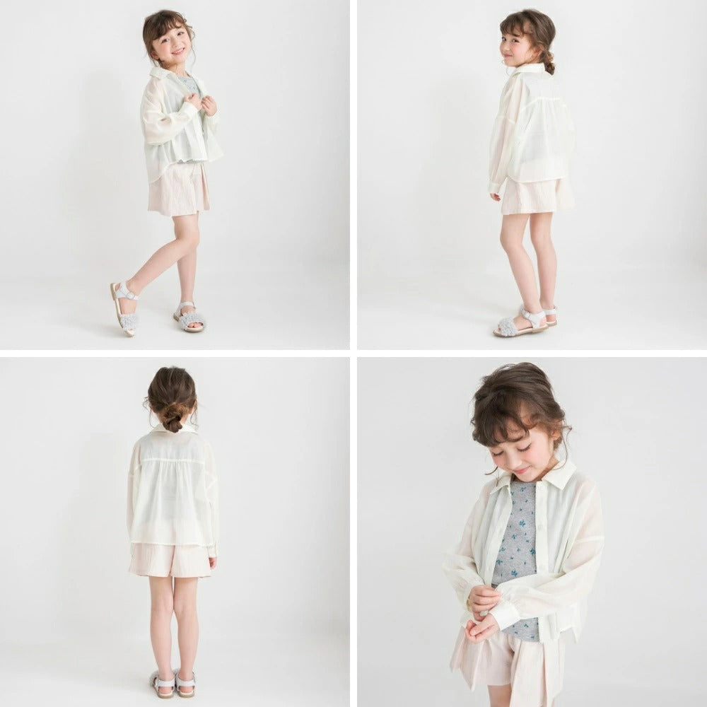 日本童裝 Branshes 薄紗長袖襯衫 80-150cm 女童款 夏季 TOPS OUTERWEAR