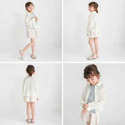 日本童裝 Branshes 薄紗長袖襯衫 80-150cm 女童款 夏季 TOPS OUTERWEAR