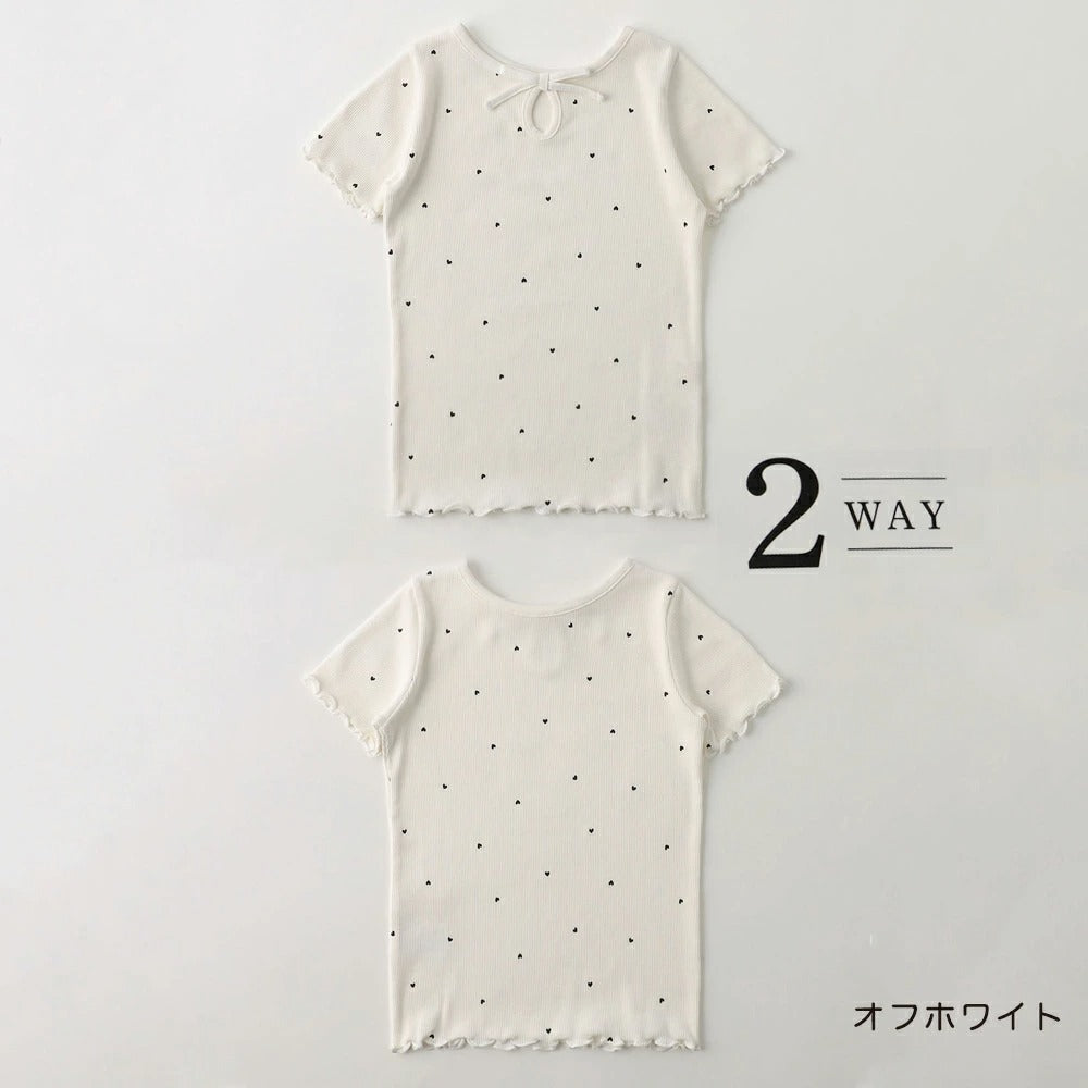日本童裝 Branshes 吸水速乾 2Way 前後兩著 羅紋短袖上衣 80-150cm 女童款 夏季 TOPS