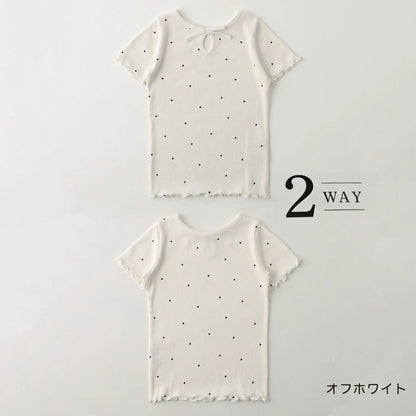 日本童裝 Branshes 吸水速乾 2Way 前後兩著 羅紋短袖上衣 80-150cm 女童款 夏季 TOPS