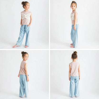 日本童裝 Branshes 薄紗邊法式袖上衣 80-150cm 女童款 夏季 TOPS